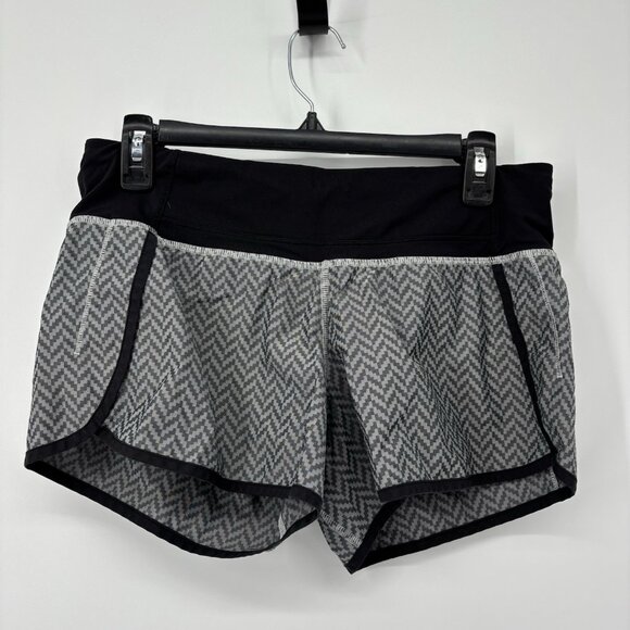 lululemon athletica Pants - Lululemon Run Times Shorts Herringbone Womens Size 6 Black Gray 4” Inseam